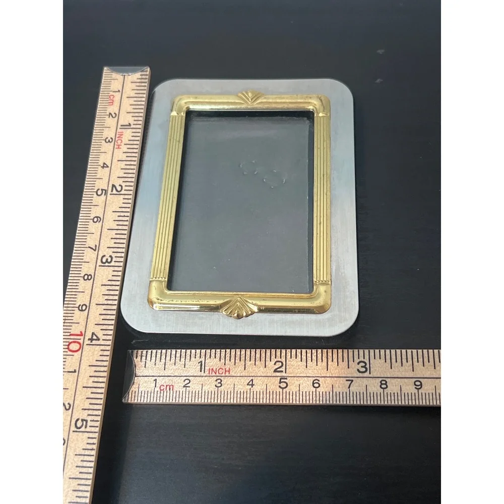 Vintage Picture Frame Set Silver Gold Tone Abalone Shell Art Deco Miniature 3pc